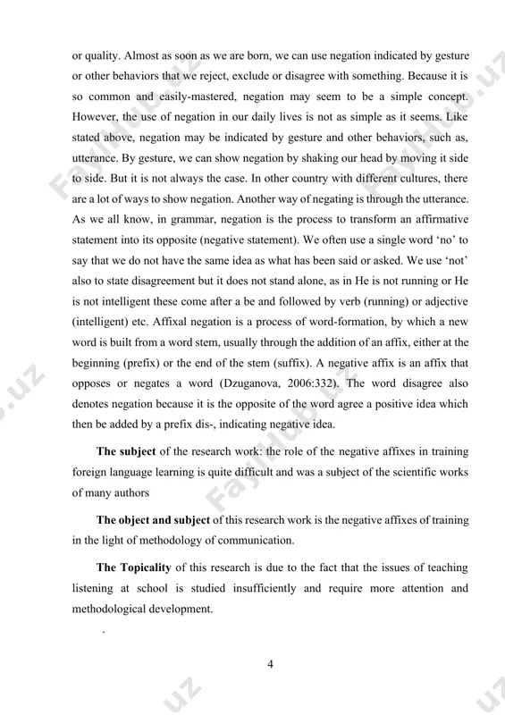 ious other meanings also has that of a pure negative, as in dissimilar, dishonest, disagree, disuse, dislike, disbelieve, generally implying contrary rather than contradictory opposition." the negative prefix dis- is used most often with verbs and abstract nouns, as in the following examples: disobey - disobedience, disbelieve— disbelief, displease - displeasure. dis- added to adjectives makes them negative, e.g. dishonest, disloyal, and disobedient.[footnoteref:2] [2: collins concise dictionary (3rd edit.). (1995). glasgow: harper collins.] 2. negative prefix inthe negative prefix inadded to adjectives means "not" (incompatible, incompetent, independent, inorganic, insufficient, intolerant, invalid); and added to nouns means "without, lacking" (inaccuracy, inattention, incompatibility, incompetence, innutrition, insufficiency, intolerance). we have not found any verb negated by means of in-. according to the rules of latin phonology the prefix in- can have four basic forms (called allomorphs), e.g. indecent, impossible, illogical, irrational according to the beginning consonant of the word to which it is …