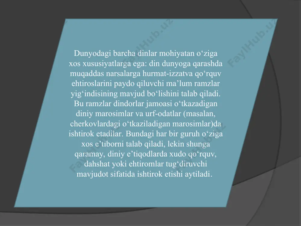 islomga siyosiy ruh berilishining eng keskin ko‘rinishlariga aylanmoqda. jangovar anti-g'arbiyizmning asosiy mafkuraviy manbalari sifatida islom fundamentalizmi va aqidaparastlikni aytib o’tish mumkin. g'arb ularga qarshi qanday kuch ishlatmasin ular kuchayab bormoqda. dinlararo munosabatlarning globallashuvini tahlil qilish o'zaro bog'liq bo'lgan quyidagi jihatlarni ajratib ko'rsatish imkonini berdi: dinlararo munosabatlarning globallashuvi dinning tabiiy rivojlanishi va globallashuv ta'sirining natijasidir. dunyo miqyosida dinlararo munosabatlarning globallashuvi zamonaviy jamiyatning o'ziga xos xususiyati bo'lib, uning ma'naviy sohadagi tendentsiyalari va istiqbollarini aks ettiradi. dinlar davlatlararo va dinlararo munosabatlarda to'liq ishtirok etish uchun diniy ong orqali globallashuv jarayonlariga munosabatini o'zgartirishlari kerak. dinlarning mavjudlik shartlari, dunyoviy qadriyatlarning paydo bo'lishi din taraqqiyotining tabiiy evolyutsion bosqichi dinlararo munosabatlarning globallashuviga olib keladi.