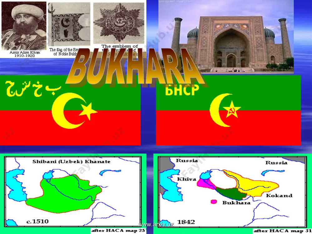 ww.arxiv.uz enver pasha directed the young turks of "union and progress". after world war i, he 1918 fled to germany and later to moscow, where he was sent to central asia to convince the muslim peoples that the communism was good. enver, secretly a bolchevik enemy, arrived to the bukhara republic and allied himself with the local leader (progesist) pulat khodja, president of the republic, who held power after the fall of the emir. pulat asserted the independence of the republic and with enver created a pan-turkish movement originating from bukhara, with the help of the strong movement pan-turkish in the former russian turkestan, which was named basmachi. the movement of the pan-turkish (basmachis) started 1921, adopted a flag in samarcanda in september 1921, in a meeting of the "insurgent national organization of the islamic cenrtral asia". they formally adopted the constitution of the republic of turkestan (frequently named in …