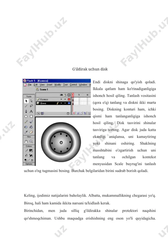 adobe flash dasturida harakatlanuvchi g‘ildirak animatsiyasini yaratish - Page 5