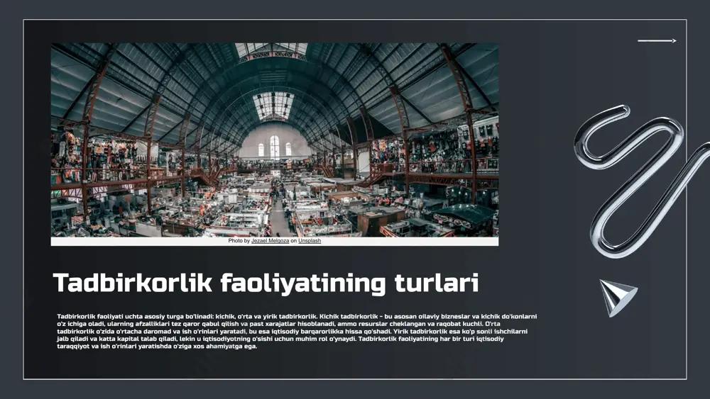 ularga moliyaviy ko'rsatkichlar, bozor ulushi, mijozlar qoniqishi va innovatsion faoliyat kiradi. har bir mezon tadbirkorlik faoliyatining muvaffaqiyatini aniqlashda muhim ahamiyatga ega. masalan, kompaniyaning yillik daromadi va rentabelligi samaradorlikni baholashda asosiy ko'rsatkichlardir. muvaffaqiyatli misollar muvaffaqiyatli tadbirkorlik faoliyatiga misollar sifatida, o'zbekistonda faoliyat yuritayotgan x, y va z kompaniyalarini keltirish mumkin. ushbu kompaniyalar innovatsion yechimlar va mijozlar ehtiyojlariga mos ravishda o'z faoliyatlarini rivojlantirgan. masalan, x kompaniyasi yangi texnologiyalarni joriy etish orqali bozor ulushini oshirdi. qiyinchiliklar tadbirkorlik faoliyatida ko'plab qiyinchiliklar mavjud. ular orasida raqobatning kuchayishi, moliyaviy resurslar yetishmasligi va qonuniy muammolar mavjud. ushbu qiyinchiliklar tadbirkorlarning strategik rejalashtirishga ehtiyojini oshiradi va innovatsion yondashuvlar orqali hal qilish zaruriyatini tug'diradi. ularni hal etish usullari qiyinchiliklarni bartaraf etish uchun bir necha usullar mavjud: moliyaviy resurslarni optimallashtirish, raqobatchilar bilan hamkorlik o'rnatish va innovatsion yondashuvlarni joriy etish. masalan, tadbirkorlar resurslarni samarali boshqarish va yangi bozor segmentlariga kirish orqali o'z faoliyatlarini diversifikatsiya qilishlari mumkin. tadbirkorlik kapitalining ahamiyati tadbirkorlik kapitalining roli tadbirkorlik …