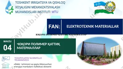 elektr ta’minoti va qayta tiklanuvchi energiya manbalari — PPTX