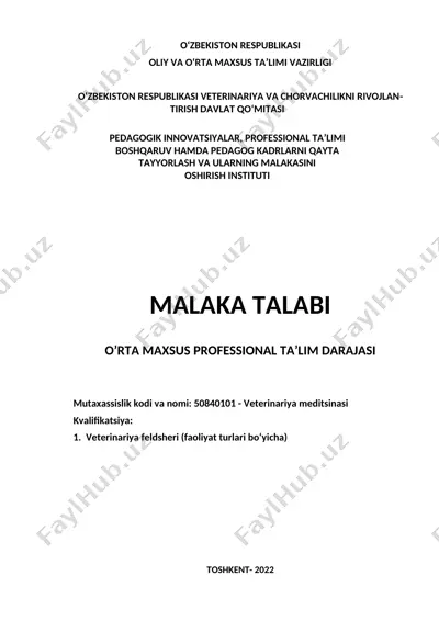 veterinariya meditsinasi — DOC