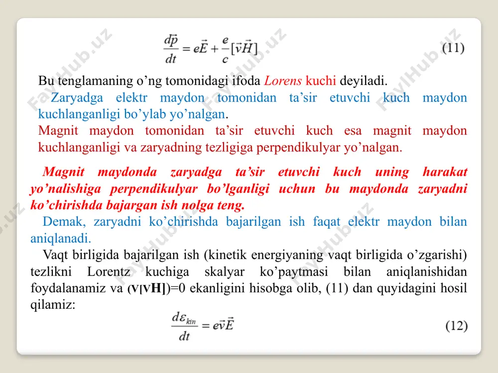 elektromagnit maydondagi zaryadning harakat tenglamasi - Page 5