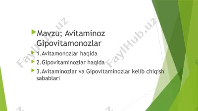 avitaminozlar va gipovitaminozlar — PPTX