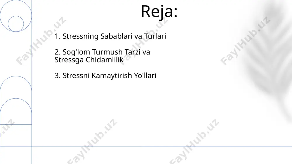 larda stress darajasi sezilarli darajada kamayadi. kkt, salbiy fikrlash usullarini aniqlash va ularni ijobiyroq fikrlash bilan almashtirishga yordam beradi. 5. stressga qarshi turish strategiyalari samarqanddagi qadimiy tarixiy joylarga sayohat qilish kabi tabiatda dam olish va yangi tajribalar orttirish, stressni kamaytirishning samarali usullaridan biridir. ushbu usullar, 5 kun davomida qo'llanilsa, sezilarli natijalar beradi. haftada kamida 3 marta 30 daqiqa davomida intensiv jismoniy mashqlar bilan shug'ullaning, masalan, yugurish yoki suzish. tadqiqotlar shuni ko'rsatadiki, muntazam jismoniy faoliyat kortizol (stress gormoni) darajasini pasaytiradi va kayfiyatni yaxshilaydi. 6. mutaxassisdan yordam olish onlayn platforma orqali 30 kunlik stressni boshqarish bo'yicha individual konsultatsiya, masalan, farg'onadagi malakali mutaxassislar tomonidan taqdim etiladi, bezovtalikni 50% gacha kamaytirishi mumkin. mutaxassis psixolog yoki psixiatr yordamida 6 oylik terapiya kursi davomida stress darajasini 70% ga kamaytirishga yordam beradi, bu esa toshkentdagi klinikalarda amalga oshirilishi mumkin. 7. ijobiy fikrlash va stress ижобий фикрлаш техникаларидан фойдаланиш, масалан, миннатдорчилик кундалигини юритиш, стресс билан боғлиқ касалликлар хавфини …