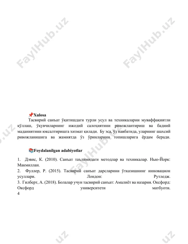 tasviriy faoliyatga oʻrgatish metod va usullari - Page 5