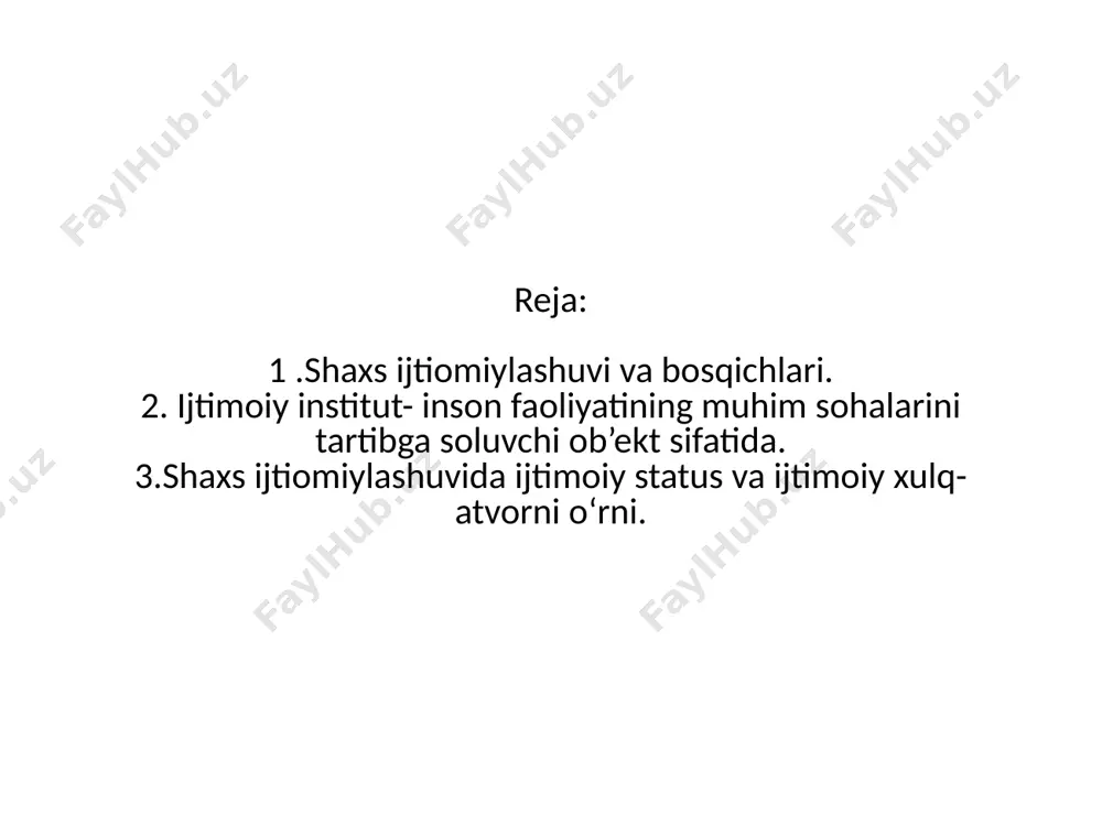 va ijtimoiy xulq-atvorini shakllantirishda muhim rol o'ynaydi. ijtimoiy xulq-atvor ijtimoiy xulq-atvor – bu shaxsning jamiyatda boshqalar bilan o'zaro aloqada bo'lganida namoyon bo'ladigan davranish shakllaridir. bular ijtimoiy norma va qoidalarga asoslanadi. ijtimoiy xulq-atvor misollari 1. jamoada hurmat ko'rsatish. 2. muloqotda etikani saqlash. 3. madaniy qadriyatlarni hurmat qilish. deviantlik va ijtimoiy normalar deviantlik – bu ijtimoiy normaga zid bo'lgan xulq-atvor. biroq, ba'zi hollarda deviantlik ijtimoiy o'zgarishlarga yordam beradi. ijtimoillashuv va jinsiy rollar ijtimoillashuv jarayonida jinsiy rollar muhim o'rin tutadi. jamiyat har bir jinsga oid turli xulq-atvorlarni kutadi. zamonaviy jamiyatda ijtimoillashuv zamonaviy jamiyatda ijtimoillashuv jarayoni globalizatsiya va texnologiyalar ta'sirida o'zgarib bormoqda. xulosa ijtimoillashuv shaxsning rivojlanishida muhim rol o'ynaydi. shaxsning ijtimoiy xulq-atvori va jamiyatga moslashuvi uning hayotidagi eng muhim jarayonlardan biridir.