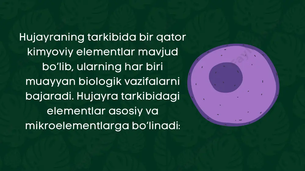 hujayra va uning kimyoviy tuzilmalari - Page 5