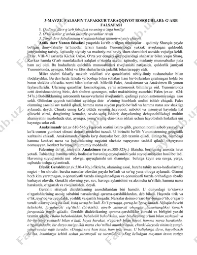 falsafiy taqqiyo taraqqiyoti — DOCX