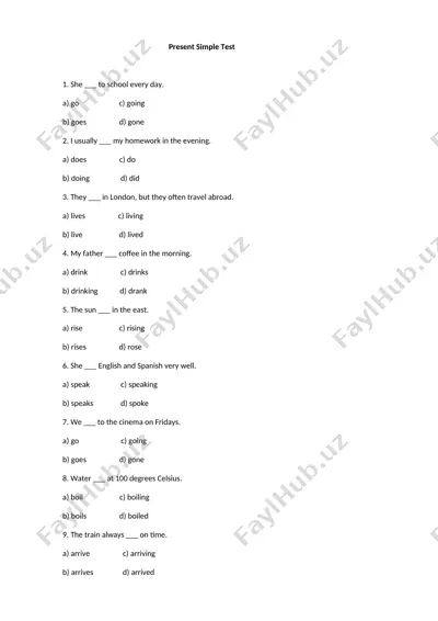 present simple test — PDF