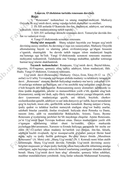 o‘zbekiston tarixida renessans davrlari — DOCX