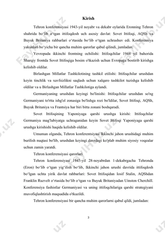 tilgan doirasidan kelib chiqqan natijalarga qarab o'zgaradi. 1943-yilining noyabr oyida, 2-jahon urushi davomida, britaniya, aqsh va rossiyadan bo'lgan rahbarlar orasida tehronda bir konferensiya o'tkazildi. bu konferensiya, 2-jahon urushi davomida eng katta siyosiy tadbirlardan biri hisoblanadi va keyinchalik sovet ittifoqi va sharq davlatlari orasidagi hamkorlikni kuchaytirishga yordam berdi. bu konferensiya o'zida, sovet ittifoqi va amerika qo'shma shtatlari prezidentlari, stalin va roosevelt orasida ko'p muzokaralar o'tkazildi. konferensiya natijalaridan biri, rossiyaga operatsiyalarni boshqarish uchun to'liq va o'zaro qo'llanishni belgilash va aqsh va britaniya kuchlarining sovet ittifoqi kuchlariga qarshi qurollanishga xavfsizligini ta'minlash bo'lgan "katta uchrashuv" shartnomasi yaratilishi bo'lgan. tehron konferensiyasida, keyinchalik asosan "big three" tomonidan ajoyib qarorlar qabul qilindi. bu konferensiya, sovet ittifoqi va sharq davlatlariga hamkorlikni kuchaytirish uchun asos bo'ldi va amerika va britaniya bilan birlashtirishga qaratilgan mamlakatlar orasida o'zaro aloqalarni kuchaytirish uchun ham mas'ul edi. tehron konferensiyasi, 2-jahon urushi davomida o'ziga xos o'zgartirishlarga olib kelgan va u davlatlararo munosabatlarni qayta tiklashda muhim …