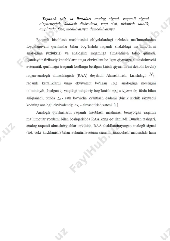 analog – raqamli va raqamli analogli oʻzgartirgichlar, ishlash printsiplari, turlari - Page 2