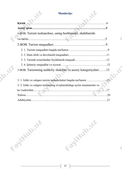 turizm tushunchasi kurs ishi — DOC