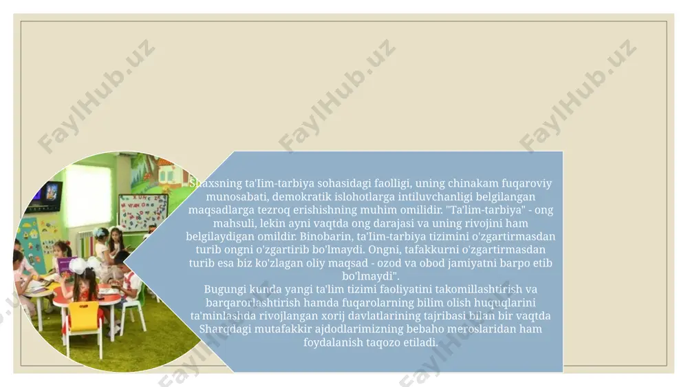 il etishga yo’naltiradi. oliy ta’lim tizimida faoliyat yuritayotgan pedagoglarning kreativlik sifatlariga ega bo’lishlari ularda o’quv va tarbiya jarayonlarini tashkil etishga an’anaviy yondashishdan farqli yangi g’oyalarni yaratish, bir qolipda fikrlamaslik, o’ziga xoslik, tashabbuskorlik, noaniqlikka toqat qilmaslikka yordam beradi. binobarin, kreativlik sifatlariga ega pedagog kasbiy faoliyatini tashkil etishda ijodiy yondashish, yangi, ilg’or, bolalarning o’quv faoliyatini, shaxsiy sifatlarini rivojlantirishga xizmat qiladigan g’oyalarni yaratishda faollik ko’rsatish, ilg’or pedagogik yutuq va tajribalarni mustaqil o’rganish, shuningdek, hamkasblar bilan pedagogik yutuqlar xususida doimiy, izchil fikr almashish tajribasiga ega bo’lishga e’tibor qaratadi. pedagog ijodiy faoliyatni tashkil etishda muammoli masalalarni yechish, muammoli vaziyatlarni tahlil qilish, shuningdek, pedagogik xarakterdagi ijod mahsulotlarini yaratishga alohida e’tibor qaratishi zarur. pedagog-tarbiyachi o’z-o’zidan ijodkor bo’lib qolmaydi. uning ijodkorlik qobiliyati ma’lum vaqt ichida izchil o’qib-o’rganish, o’z ustida ishlash orqali shakllantiriladi va u asta-sekin takomillashib, rivojlanib boradi. har qanday mutaxassisda bo’lgani kabi bo’lajak pedagoglarning kreativlik qobiliyatiga ega bo’lishlari uchun talabalik yillarida poydevor qo’yiladi va kasbiy faoliyatni tashkil …