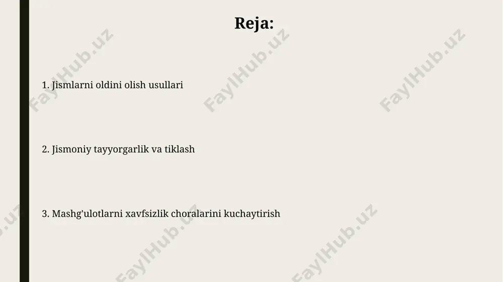 ak va tizza himoyachilaridan foydalanish, mushaklarning tortilishi va jarohatlar xavfini 15% ga pasaytiradi, bu esa andijon viloyatidagi gimnastlar orasida kuzatildi. jismoniy tayyorgarlikning ahamiyati o'zbekistonning turli sport klinikalarida o'tkazilgan tadqiqotlar shuni ko'rsatdiki, to'g'ri ovqatlanish va yetarli uyqu (kuniga 8 soat) bilan birgalikda, jismoniy tayyorgarlikning muvozanatli rejasi, 15-25 yoshdagi gimnastlarda jarohatlar sonini 15% ga kamaytiradi. to'g'ri isinish, 10-15 daqiqalik dinamik cho'zish mashqlari bilan boshlanib, keyin 5 ta asosiy mushak guruhlariga yo'naltirilgan kuch mashqlari bilan davom etishi, gimnastika mashg'ulotlarida jarohat olish ehtimolini 30% ga qadar pasaytirishi mumkin. mutaxassis murabbiyning nazorati малакали мураббийнинг назорати остида 10 дан ортиқ гимнастикачилар билан ишлашда, ҳар бир спортчининг индивидуал хусусиятлари ва жисмоний тайёргарлигини ҳисобга олиб, машқларнинг қийинлик даражасини босқичма-босқич ошириш тошкентдаги спорт мактабларида амалиётга жорий этилган. 2018 йилдан бошлаб, самарқанд вилоятидаги спорт залларида мураббийларнинг малакасини ошириш курсларида, жароҳатларни олдини олиш бўйича 5 та янги усул ўргатилди, бу эса жароҳатлар сонини 30% га камайтиришга ёрдам берди. to'g'ri ovqatlanish to'g'ri …