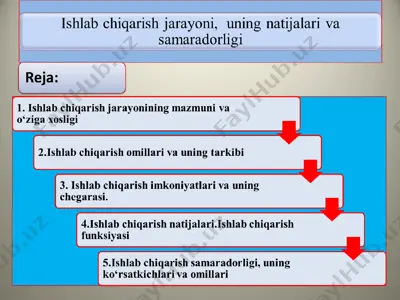 ishlab chigarish jarayoni, uning natijalari va samaradorligi — PPT
