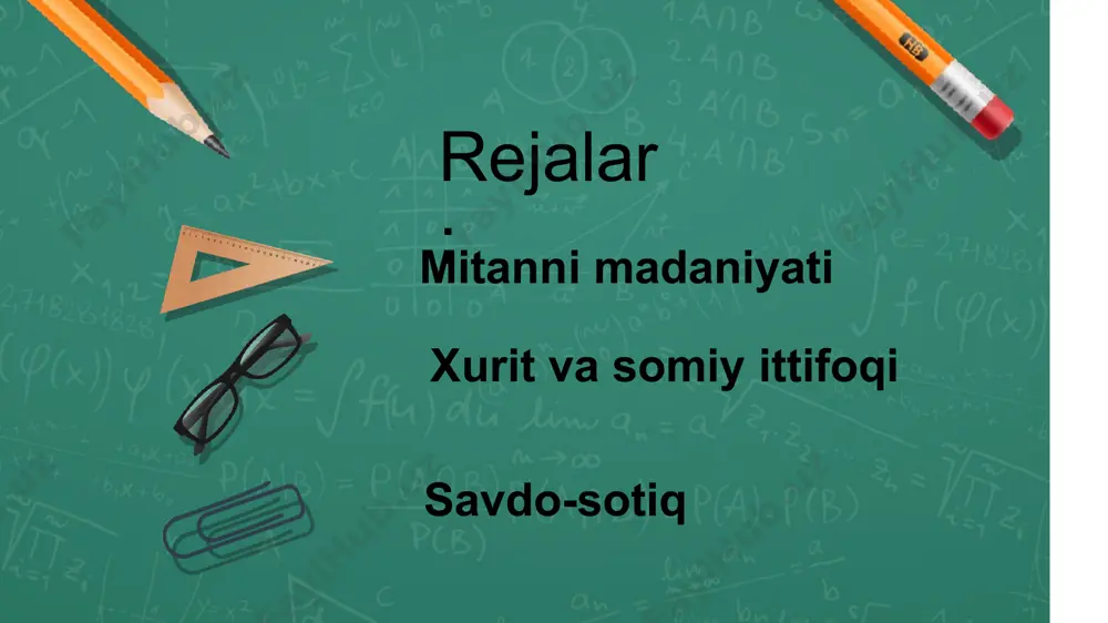 shakllar bo'lib, ular kundalik ovqatlanishda ishlatilishi mumkin edi. ularning ollohda ishlab chiqarilishi o'sha paytda xabur viloyatidan aholi oqimi va intensiv madaniy o'zaro ta'sirdan dalolat beradi. mitannilar davri, shuningdek, orontesdagi vassal alalax shahrida qazilgan, u erda g'ayrioddiy "idrimi tarjimai holi" halabdagi amorit qirollik oilasi va ularning mitanni hukmdorlari o'rtasidagi munosabatlar haqida batafsil ma'lumot beradi. alalakning 4-davridagi aholini ro'yxatga olish jadvallari shuni ko'rsatadiki, xurriy nomi bilan atalgan mitanni ijtimoiy tabaqalari amorit aholisida mahalliy darajada amalga oshirilgan bo'lib, aholi qirollar, zodagonlar, elita hunarmandlari, erkin dehqonlar, kambag'allar (krepostnoylar?) va quldor xalqlarga bo'lingan. mitanni podsholigi mitannilarning ba'zi teonimlari, to'g'ri nomlari va boshqa terminologiyasi hind-aryan superstratesini ko'rsatadi, bu hind-aryan elitasi hind-aryan ekspansiyasi jarayonida hurriy aholisi ustidan o'zini o'zi majburlaganligini ko'rsatadi . xettlar va mitannilar o'rtasidagi shartnomada mitra , varuna , indra va nasatya ( ashvinlar ) xudolari chaqiriladi. kikkulining ot o'rgatish matni aika ( eka , bir ), tera ( tri , uch ) kabi texnik …