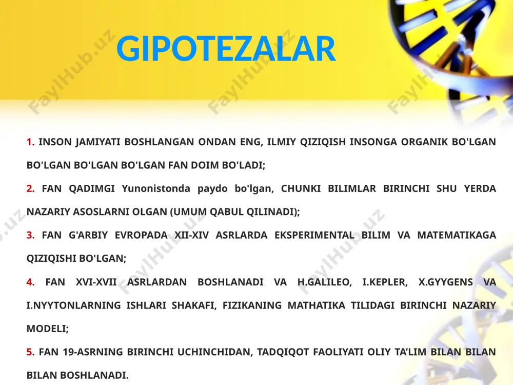 siy iqtisod jamiyat taraqqiyotining fan - taraqqiyot va rol ibtidoiy jamiyat - dehqonchilik fan insonning hayvonot olamidan ajralgan paytdan boshlab, mehnat faoliyati jarayonida vujudga kelgan. quldorlik jamiyati - mehnat taqsimoti ilm-fan bilan shug'ullana boshlagan odamlar paydo bo'ldi. feodal ishlab chiqarish usuli ilmiy tadqiqotlar noqonuniy hisoblanadi va olimlar ta'qib qilinadi. din ilm-fan rivojlanishiga sezilarli darajada to'sqinlik qiladi. qog‘oz ishlab chiqarish va kitob bosish, geografiya va astronomiya rivojlanmoqda. 10-asr - 12-asrdagi sobor maktablari. - universitetlar. navigatsiya, astronomiya (kopernik)ning rivojlanishi, xaritalarni tuzish, dengiz maktablarining ochilishi, fan bilan shug'ullanadigan odamlar qatlamining ko'payishi. fanning rivojlanishi 16-17 asrlar. urushlar bilan bog'liq. qon aylanish qonuni kashf qilindi. siyosiy iqtisod jamiyat taraqqiyotining fan - taraqqiyot va rol kapitalistik ishlab chiqarish usuli sanoat inqilobi: mashinasozlik va metallurgiya . ichki yonuv dvigatelini ixtiro qildi va engil quvvatli dvigatel va avtomobil yaratdi. elektr . pendant - oqimni o'lchagan. galvani elektr tokini kashf etdi. kimyo . lavuazyening elementlar birikmasi qonuni. mendeleyev 1859 …