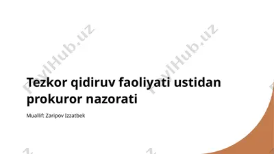 tezkor qidiruv faoliyati ustidan prokuror nazorati — PPTX