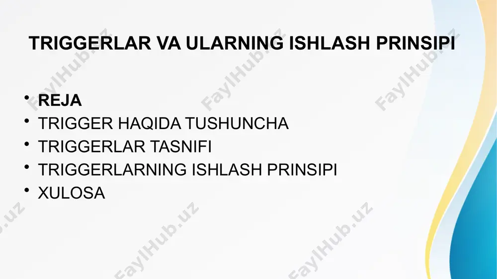 tashqi impulslar orqali amalga oshiriladi (3-rasm). statik triggerlarga qurilmalar kiradi, ularning har bir holati chiqish kuchlanishining doimiy darajalari (chiqish potensiallari) bilan tavsiflanadi: yuqori — taʼminot kuchlanishiga yaqin va past — nolga yaqin. statik triggerlar koʻpincha ularning chiqishi taqdim etilishiga qarab potentsial triggerlar deb ataladi. asinxron trigger oʻz holatini toʻgʻridan-toʻgʻri tegishli axborot signali yoki signallarini oʻzgartirish vaqtida oʻzgartiradi, maʼlum bir kechikish ushbu triggerni tashkil etuvchi elementlardagi kechikishlar yigʻindisiga teng. sinxron triggerlar maʼlumot signallariga javob beradi, faqat sinxronizatsiya kirishi c (inglizcha soatdan) da mos keladigan signal mavjud boʻlganda. ushbu kiritish „takt“ deb ham ataladi. bunday axborot signallari sinxron deyiladi. sinxron flip-floplar, oʻz navbatida, sinxronizatsiya kirishi c boʻyicha statik va dinamik boshqaruvga ega boʻlgan flip-floplarga boʻlinadi. trigger zanjirlari ham quyidagi mezonlarga koʻra tasniflanadi: *butun son barqaror holatlar soni (sanoq tizimining asosi) (odatda ikkita barqaror holat mavjud, kamroq — koʻproq) *darajalar soni — ikki darajali elementlarda ikki daraja (yuqori, past), uch darajali elementlarda uchta …