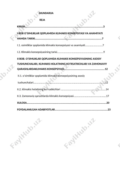 klimakis konsepsiyasi va tarixi — DOCX