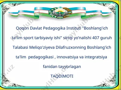 boshlang'ich ta'lim sport tarbiyaviy ishi — PPT