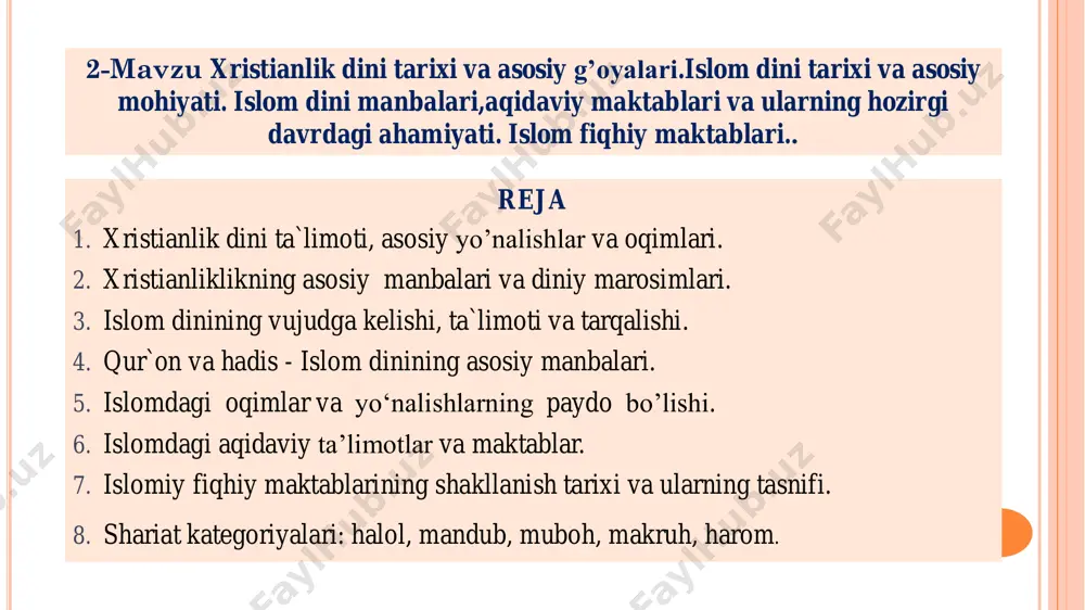 da bokira qiz maryamdan xudoning amri bilan dunyoga keldi. yangi eraning boshlanishi ham iso masihning dunyoga kelishi bilan bog’liq. iso masih milodning 1-33 yillari yashab o`tgan. shunda iso masih yahudiylikni isloh qilish va uni turli xurofotlardan tozalash g’oyasi bilan chiqib, xristian diniga asos soldi. yahudiylar uni va uning izdoshlarini falastindan quvg’in qildilar. isoning 33 yoshida fitnachilikda ayblab qatl etishga hukm qildilar. xuddi shu davrda yahudiylar o’rtasida kutilayotgan xaloskorning kelishi yaqinlashib qolganligi haqida xabar tarqatuvchilar paydo bo’ldi. ular xalqni kutilayotgan xaloskor kelishiga tayyorlash uchun chiqqan edilar. eramizning boshlarida yahudiylar hokimiyatning uch tabaqasi bilan bog’liq og’ir tushkunlikni boshdan kechirar edilar. bir tomondan rim imperatori va uning joylardagi noiblari, ikkinchi tomondan falastin podshohi irod antipa, uchinchi tomondan esa ruhoniylar xalqni turli soliqlar va majburiyatlar bilan ko’mib tashlagan edilar. iso (isus) o`zbek tilida «qutqaruvchi xudovand», «xudovand bandalariga najot beruvchi», «xudoning marhamati» degan ma’nolarni bildiradi. masih (xristos) arabcha so`z bo`lib, o`zbek tilida «moy surtilgan» deb …