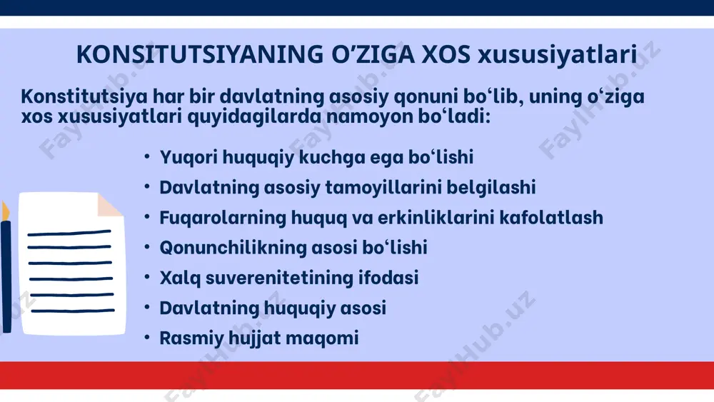 o’zbekiston respublikasi konsitutsiyasining o’ziga xos xususiyatlari - Page 5