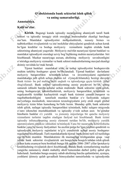 o‘zbekistonda bank sektorini isloh qilish va uning samaradorligi2 — DOCX