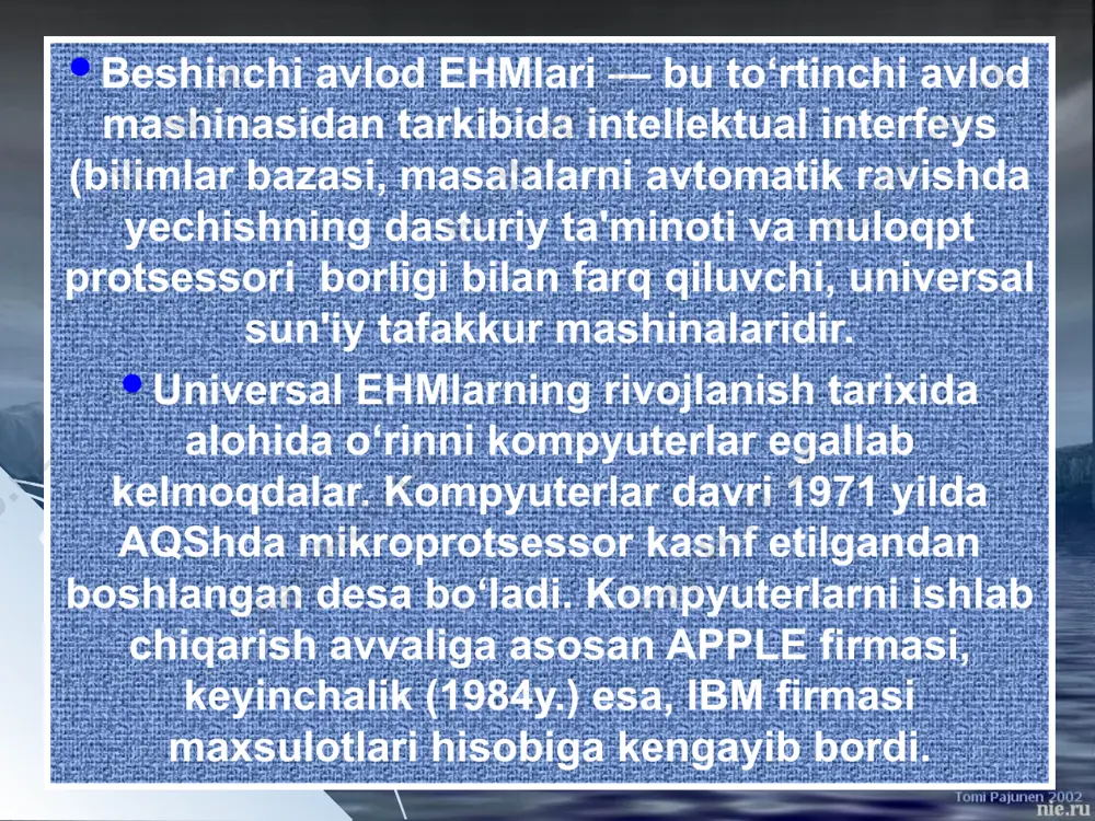 ehmning rivojlanish tarixi va avlodlari ehmda axborotni ishlashning arifmetik asoslari - Page 4