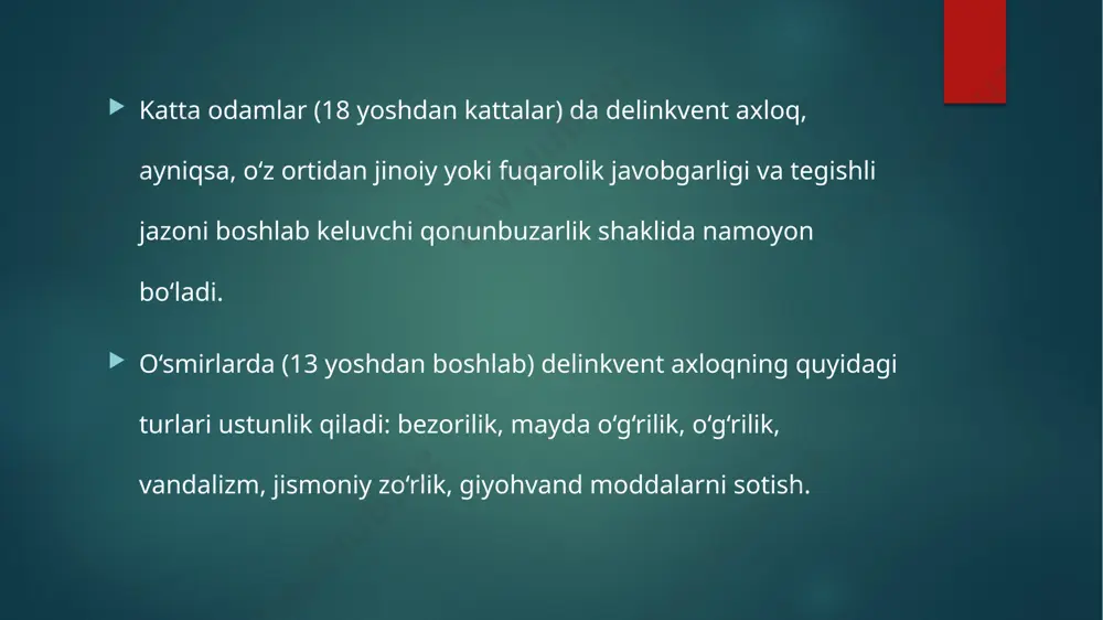 o’smirning delikvent xulq-atvori, sabab va oqibatlari - Page 5