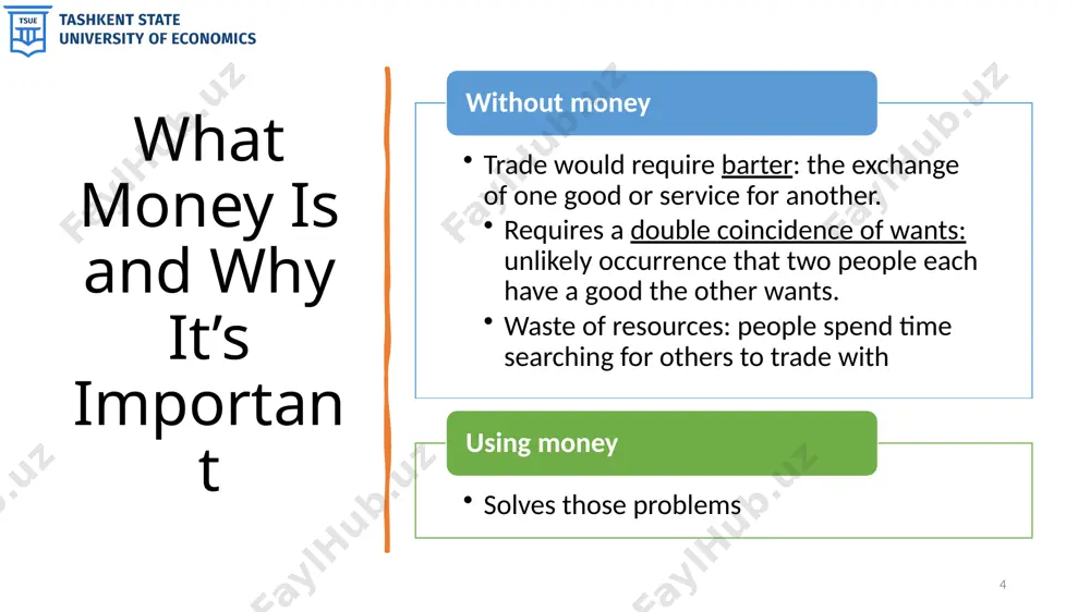 hen, slide 16 where p = price of output (gdp deflator) y = quantity of output (real gdp) p y = value of output (nominal gdp) 16 difference is that transactions includes purchase of intermediates as well as final goods. but are highly correlated. the quantity equation the quantity equation m v = p y follows from the preceding definition of velocity. it is an identity: it holds by definition of the variables. slide 17 17 money demand and the quantity equation slide 18 18 m/p = real money balances, the purchasing power of the money supply. a simple money demand function: (m/p )d = k y where k = how much money people wish to hold for each dollar of income. (k is exogenous) money demand and the quantity equation slide 19 19 money demand: (m/p )d = k y quantity equation: m v = p y the connection …