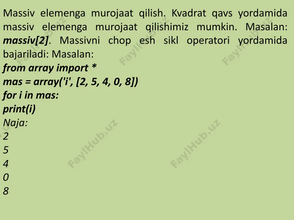 massivlar va ulardan foydalanish - Page 5