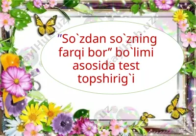 "so`zdanso`zning farqibor’’bo`limi asosida test topshirigi" — PPTX