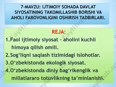 o‘zbekistonda ijtimoiy siyosat — PPTX
