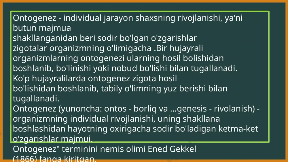 aginatsiya – ikki qavat hosil boʻlishi. embrion devorning invaginatsiyasi orqali blastula blastokelning bo'shlig'iga (lancelet); - epiboliya – ikki qavat hosil boʻlishi. kichiklarning sudralishi natijasida embrion hayvon qutbi hujayralaridan vegetativga, hayvon qutbining hujayralari o'sib chiqadi u va u embrion ichida tugaydi (amfibiyalar); - immigratsiya – kirish ichiga ba'zi blastula hujayralarining botirilishi blastokel (koelenteratlar); - delaminatsiya – boʻlinish natijasida hujayralar, germinal disk bo'linganga o'xshaydi ikki qatlamga ( sudralib yuruvchilar va qushlar ). gen transkripsiyasi uchta bosqichdan iborat: initsiatsiya, elongatsiya va terminatsiya. hujayra boʻlinishi — ona hujayradan ikki va undan ortiq yosh hujayralarning hosil boʻlish jarayoni. 1. prokaryotik hujayralarning bo'linishi 2. mitoz 3.meyoz xarerlandt xar qanday tirik o’simlik hujayrasini totipotentligi ya’ni hujayralarni ma’lum sharoitda o’stirilganda o’zini rivojlanish potensialini namoyon qilishi va butun o’simlik hosil bo’lishiga boshlashi haqida gipoteza e’lon qilgan edi gibridomalar. hujayra injeneriyasining rivojlanishi gibridoma-lar olish biotexnologiyasini vujudga keltirdi va monoklonal antitanalar sintez qilish imkonini yaratdi. ma'lumki, normal hujayralar juda sekin bo'linib …