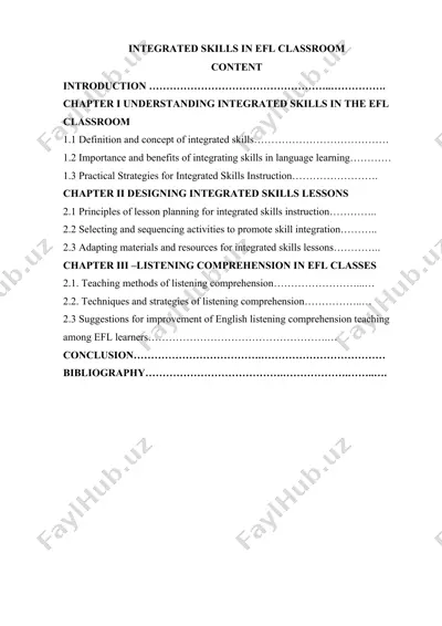 integrated skills in efl classroom — DOC