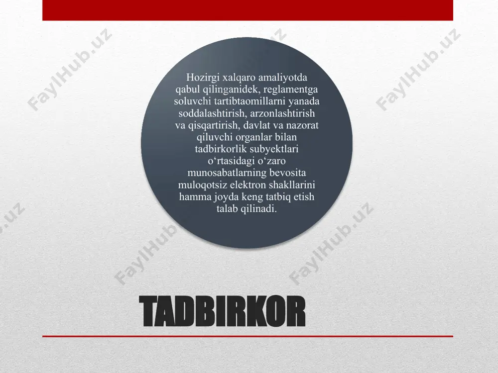 bo‘lish, umumiy tijorat qonunchiligi, soliq bo‘yicha imtiyozlar, tadbirkorlik muhiti va uni rivojlantirishda jamiyat manfaatdorligining mavjud bo‘lishi tadbirkorlikni rivojlantirishning navbatdagi shart-sharoitlari hisoblanadi. yuqorida ko‘rib o‘tilgan sharoitlar asosida davlat korxonalarini uchta guruhga bo‘lish mumkin: byudjet korxonalari davlat ishlab chiqarish korxonalari aralash kompania lar huquqiy va xo‘jalik mustaqilligiga ega bo‘lmagan korxonalar byudjet korxonalariga kiradi. o‘zlarining holati bo‘yicha ular davlatning ma’muriy-boshqarish tizimiga kiradi va biron-bir vazirlik, mahkama yoki mahalliy o‘zini-o‘zi boshqarish organlariga bevosita bo‘ysunadi yoki ularning tarkibiy qismi hisoblanadi. ular olgan foydasidan soliq to‘lamaydi. barcha daromad va xarajatlar davlat byudjeti orqali o‘tadi. davlat ishlab chiqarish korxonalari – bu korxonalarning ancha keng tarqalgan tashkiliy, huquqiy shaklidir. ular alohidalashgan mol-mulkka ega bo‘lib, xo‘jalik faoliyati bilan birga davlat tomonidan belgilangan doirada boshqarish va tartibga solish vazifalarini ham bajaradi, ya’ni davlat korporatsiyalari o‘zida tijorat korxonalari va davlat organlari belgilarini mujassamlashtiradi. aralash kompaniyalar – hissadorlik jamiyatlari va majburiyatlari cheklangan shirkatlar shaklida tashkil qilinib, aksiyalari davlatga va xususiy omonatchilarga taalluqli …