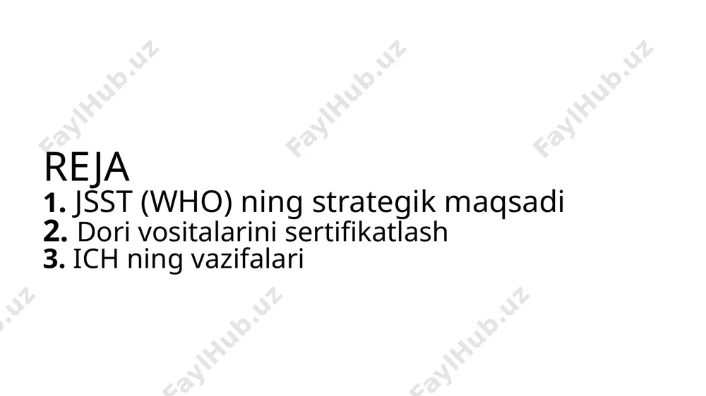 a dori vositalarini ro‘yxatdan o‘tkazuvchi va ularni doimiy tekshiruvchi (2 yilda 1 martadan kam bo‘lmagan) inspeksiya tizimi tashkil etilgan va faoliyat ko‘rsatayotgan bo‘lishi zarur. 3. 1.dori vositalarini amaliyotga tezlik bilan kirib kelishini va bemorlarga tez etib borishini ta’minlash maqsadida tartibga soluvchi organlar va ishlab chiqaruvchilar o‘rtasida konstruktiv dialog olib borish maqsadida forumlar tashkil etish (dori vositalarini ro‘yxatdan o‘tkazishdagi farqlar); 2.dori vositalarining monitoringini olib borish va uyg‘unlashgan (garmonizatsiya) texnik talablarni yangilash; 3.uyg‘unlashtirish (garmonizatsiyalash) yordamida terapiya va yangi texnologiyalarni rivojlantirish maqsadida dori vositalarini ro‘yxatdan o‘tkazish texnik talablardagi farqni olib tashlash; 4.uyg‘unlashtirilgan (garmonizatsiyalash) yo‘riqnomalarni tushuntirish va tarqatish; 5.talablarni umumlashtirish. insonlar uchun dori vositalarini ro‘yxatdan o‘tkazishga qo‘yilgan texnik talablarni uyg‘unlashtirish (garmonizatsiyalash) texnik muxokamalar, davlat nazorati, ich doirasidagi konsultatsiyalar, matnlarni tayyorlash va tasdiqlash, ich qarorlarini milliy organlar tomonidan qabul qilinishi orqali amalga oshiriladi. ich doirasida dori vositasining havfsizligini - klinikagacha bo‘lgan sinovlar (zaharlilik, kanserogenlik, farmakokinetika, toksikokinetika, reproduktiv zaharlilikni o‘rganish), klinik sinovlarni o‘tkazish bo‘yicha rejalarni tuzish, …