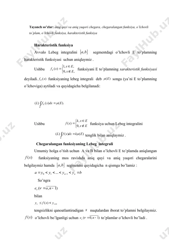 y n n n n ò ò ò + = e e e dx x f dx x f dx x f 1 2 ) ( ) ( ) ( u n i i e e 1 = = ò å ò = = e n i e dx x f dx x f 1 ) ( ) ( u ¥ = = 1 i i e e ) , ( i s k e e s k ¹ æ = å ¥ = = 1 ) ( ) ( i i e e m m +¥ < ) ( e m ¥ ® n å ¥ + = ® 1 0 ) ( n i i e m u ¥ + = 1 n i i e n r u u u m n r e e e .... 1 = ò å ò ò = + = e …