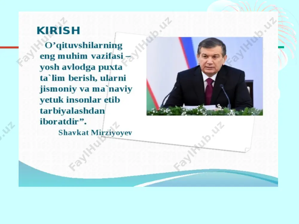 gan eritma muhiti ishqoriy bo’ladi. ph 7 3.ishqoriy ph 7 metil qizili indikatorlar yordamida muhitni aniqlash. . 3.kuchli asos va kuchsiz kislotadan hosil bo’lgan tuz gidrolizga uchraydi.masalan natriy karbonatning suvdagi eritmasi indikator rangini o’zgartiradi. demak,kimyoviy reaksiya sodir bo’ladi. na2co3+h2o↔ naoh+nahco3 naoh h2co3 kuchli kuchsiz asos kislota co32-+ hoh↔ oh-+h2co3 na2co3 na2co3 na2co3 muhit ishqoriy ph <7 lakmus fenolftaliyen metil qizili indikatorlar yordamida muhitni aniqlash. . 4.kuchsiz asos va kuchsiz kislotadan hosil bo’lgan tuz gidrolizga uchraydi. demak,kimyoviy reaksiya sodir bo’ladi. ch3coonh4+h2o↔nh4oh+ch3cooh ch3cooh nh4oh kuchsiz kuchsiz kislota asos ch3coo-+nh4 ++h2o↔nh4oh+ch3cooh ch3coonh4 ph =7 lakmus fenolftaliyen metil qizili indikatorlar yordamida muhitni aniqlash. ch3coonh4 ch3coonh4 muhit neytral * …indikator qog’ozi yordamida muhitni aniqlash. ayrim tuzlarning suvdagi eritmalari indikatorlar rangini o’zgartiradi. demak,kimyoviy reaksiya sodir bo’ladi. na cl na al cl3 na2co3 . o h ph-metr yordamida muhitni aniqlash. 1 2 3. 4. 5 6 7 8 9 10 11 12 13 14 ishqoriy kislotali neytral …
