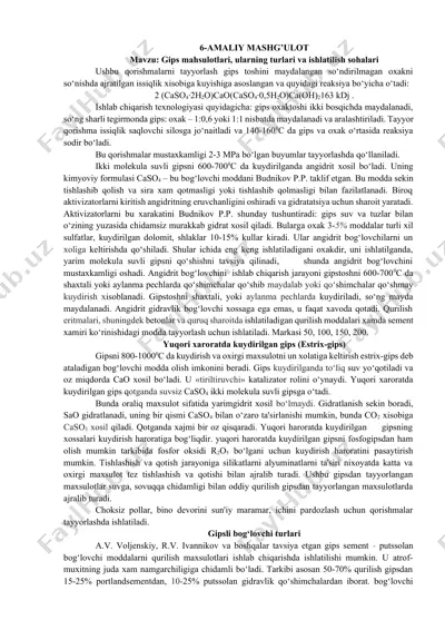 gips mahsulotlari — DOCX