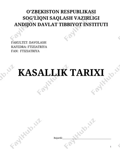davolash kafedrasi bemorining pasport ma'lumotlari — DOC