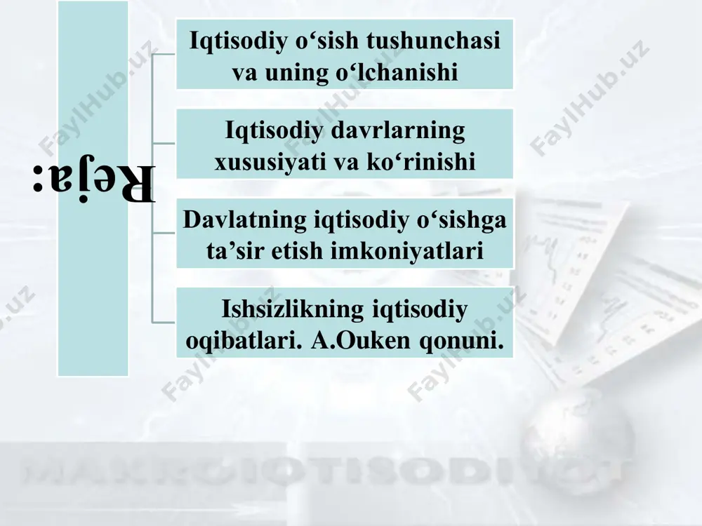 raviy o‘zgarishi talabning strukturaviy o‘zgarishi p as2 as0 ad as1 q p ad1 ad0 as ad2 q iktisodiy faollikning uzgarishi taklifning o‘sishiga olib keladigan uning strukturaviy o‘zgarishi as egri chizig‘ini as0 dan as1 gacha suradi. bu esa narxlarning pasayishiga va ishlab chiqarish hajmining o‘sishiga olib keladi. taklifning kamayishiga olib keladigan uning strukturaviy o‘zgarishi as egri chizig‘ini as0 dan as2 gacha suradi. bu narxlarning oshishiga va ishlab chiqarishning kamayishiga olib keladi. talabning strukturaviy o‘zgarishi uning o‘sishiga olib keladi va ad egri chizig‘ini ad0 dan ad1 gacha suradi. bu esa narxlar va ishlab chiqarish xajmining o‘sishiga olib keladi. talabning kamayishiga olib keladigan uning strukturaviy o‘zgarishi ad egri chizig‘ini ad0 dan ad2 gacha suradi. bu narxlar va ishlab chiqarishning kamayishaga olib keladi. iqtisodiy faollik o‘zgarishining sabablari va oqibatlari tashqi iqtisodietdan tashqari bo‘lgan xodisalar bilan bog‘liq. masalan, iqlimning o‘zgarishi, urushlar, davlat aralashuvi, yoqilg‘i resurslarga jaxon narxlarning o‘zgarishi, aholining dinamikasi, fantexnika kashfietlari. ichki akselerator va …