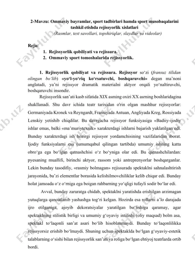 rejissyorlik qobiliyati va rejissura — DOCX