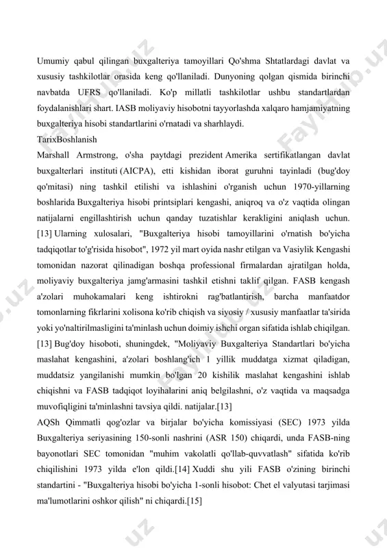 oliyaviy buxgalteriya standartlari bo'yicha maslahat kengashini, a'zolari boshlang'ich 1 yillik muddatga xizmat qiladigan, muddatsiz yangilanishi mumkin bo'lgan 20 kishilik maslahat kengashini ishlab chiqishni va fasb tadqiqot loyihalarini aniq belgilashni, o'z vaqtida va maqsadga muvofiqligini ta'minlashni tavsiya qildi. natijalar.[13] aqsh qimmatli qog'ozlar va birjalar bo'yicha komissiyasi (sec) 1973 yilda buxgalteriya seriyasining 150-sonli nashrini (asr 150) chiqardi, unda fasb-ning bayonotlari sec tomonidan "muhim vakolatli qo'llab-quvvatlash" sifatida ko'rib chiqilishini 1973 yilda e'lon qildi.[14] xuddi shu yili fasb o'zining birinchi standartini - "buxgalteriya hisobi bo'yicha 1-sonli hisobot: chet el valyutasi tarjimasi ma'lumotlarini oshkor qilish" ni chiqardi.[15] kontseptual asos fasb kontseptual asoslari 1973 yilda yangi paydo bo'lgan muammolarni hal qilish va hal qilishga mo'ljallangan tushunarli standartlar va qoidalar to'plami sifatida tashkil etilgan. kontseptsiya bazasi moliyaviy buxgalteriya hisobini standartlarni belgilash bo'yicha qarorlar asosida kengashning asoslari sifatida xizmat qilgan.[16][17] kontseptual asos ikkita funktsiyani ta'minlaydi: moliyaviy hisobotning maqsadlarini bayon qilish va moliyaviy hisobot elementlarining ta'riflarini berish. kontseptsiya bazasi …
