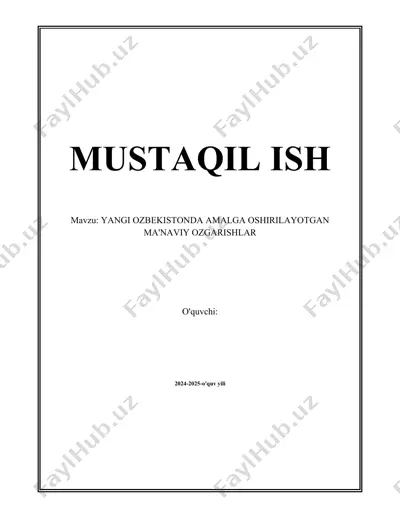 yangi o'zbekistonda amalga oshirilayotgan ma'naviy o'zgarishlar — DOCX