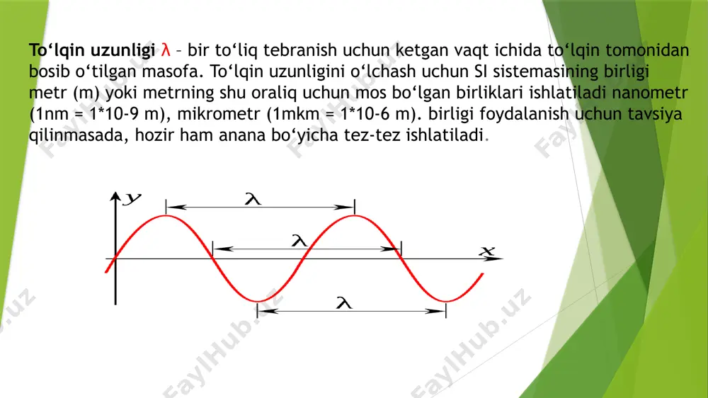 ish va yutilish jarayonlari kvant xarakterga, tabiatga ega. shuning uchun, tenglamaga ko‘ra spektrlarni to‘lqin sonining funksiyasi sifatida tasvirlash kerak edi ii.2 spektroskopik usullarning turlari elektromagnit nurlar bilan modda o‘rtasidagi o‘zaro ta’sir natijasidamoddada turli xil fizikaviy tabiatga ega bo‘lgan jarayonlar bo‘lishimumkin. mana shu hodisalar kimyoviy analiz usullarida qo‘llaniladi. bujarayonlarning umumiy xarakteri fotonlar energiyasiga bog‘liq. shundayekan, analiz usullarini turlarga ajratish uchun elektromagnit kvantlarenergiyasining butun oralig‘ini u yoki bu fizikaviy jarayonlarga mos keluvchi sohalarga bo‘lish maqsadga muvofiq bo‘ladi. spektroskopik usullar, shuningdek atom va molekulyar spektroskopiya usullariga bo‘linadi. analitik uchun bu bo‘linish juda muhim, chunki atom spektroskopiyasi usullarida biz doim chiziqli spektrlar bilan, molekulyar spektroskopiyada esa keng polosalarga ega bo‘lgan spektrlar bilan ish ko‘ramiz. bu esa oxir-oqibatda, ularni kimyoviy analizda ishlatish imkoniyatini va spektral asboblarga qo‘yiladigan talabni aniqlaydi soha (usul) λ, m boshqa kattaliklar sodir bo‘ladigan jarayon radiospektroskopiy a (yamr va epr) 10 – 10-1 ν= 10 mgs –1 ggs elektronlar va yadrolar spinining …